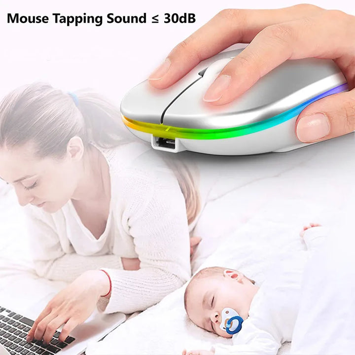 Profile angle of ergonomic bluetooth mouse designed for comfortable work