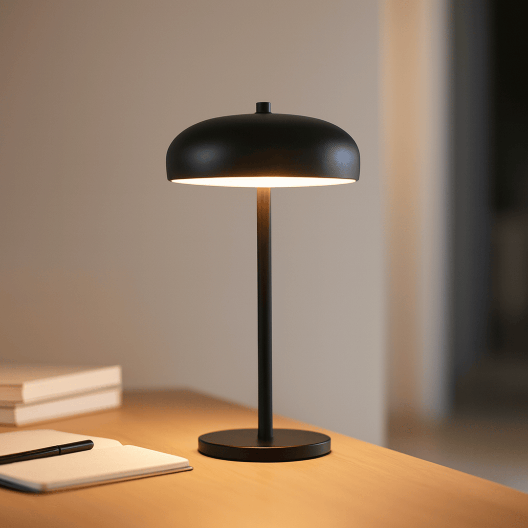 Modern bedside lighting detail highlighting the touch dimming control