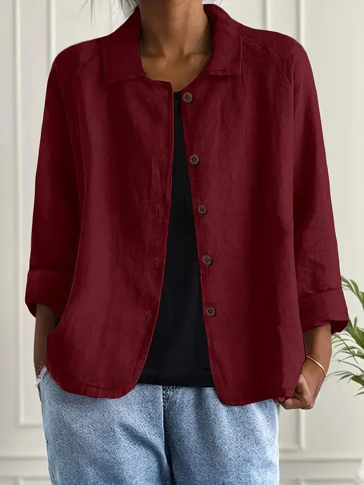 Detailed shot of cuff and sleeve on the womens button-through outerwear