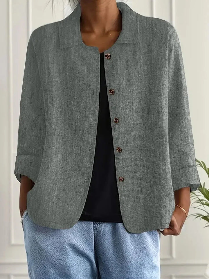Long sleeve casual outerwear for women displaying comfortable fit and design