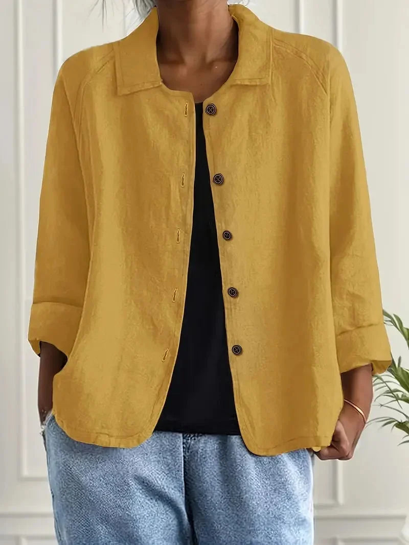 Womens clothing lightweight jacket layered over a casual top