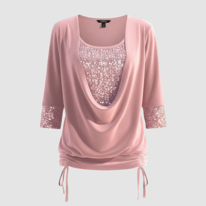 Women's sequin long-sleeve blouse in sparkly party wear design