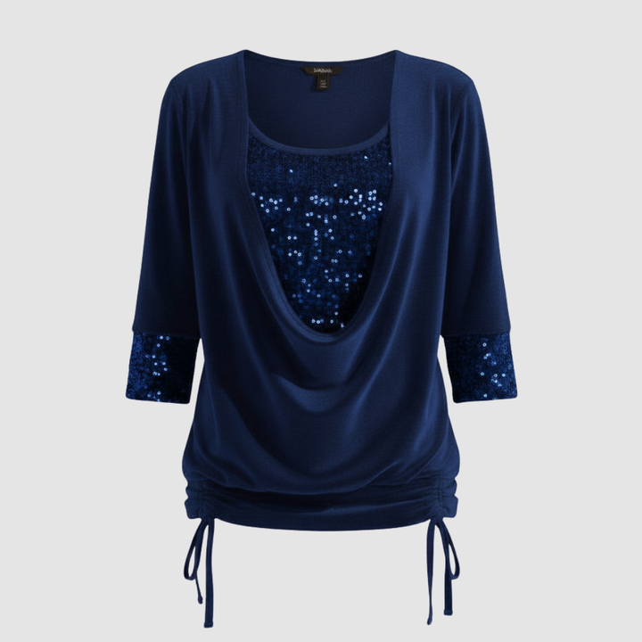 Plus size fashion sequin top with comfortable long sleeves