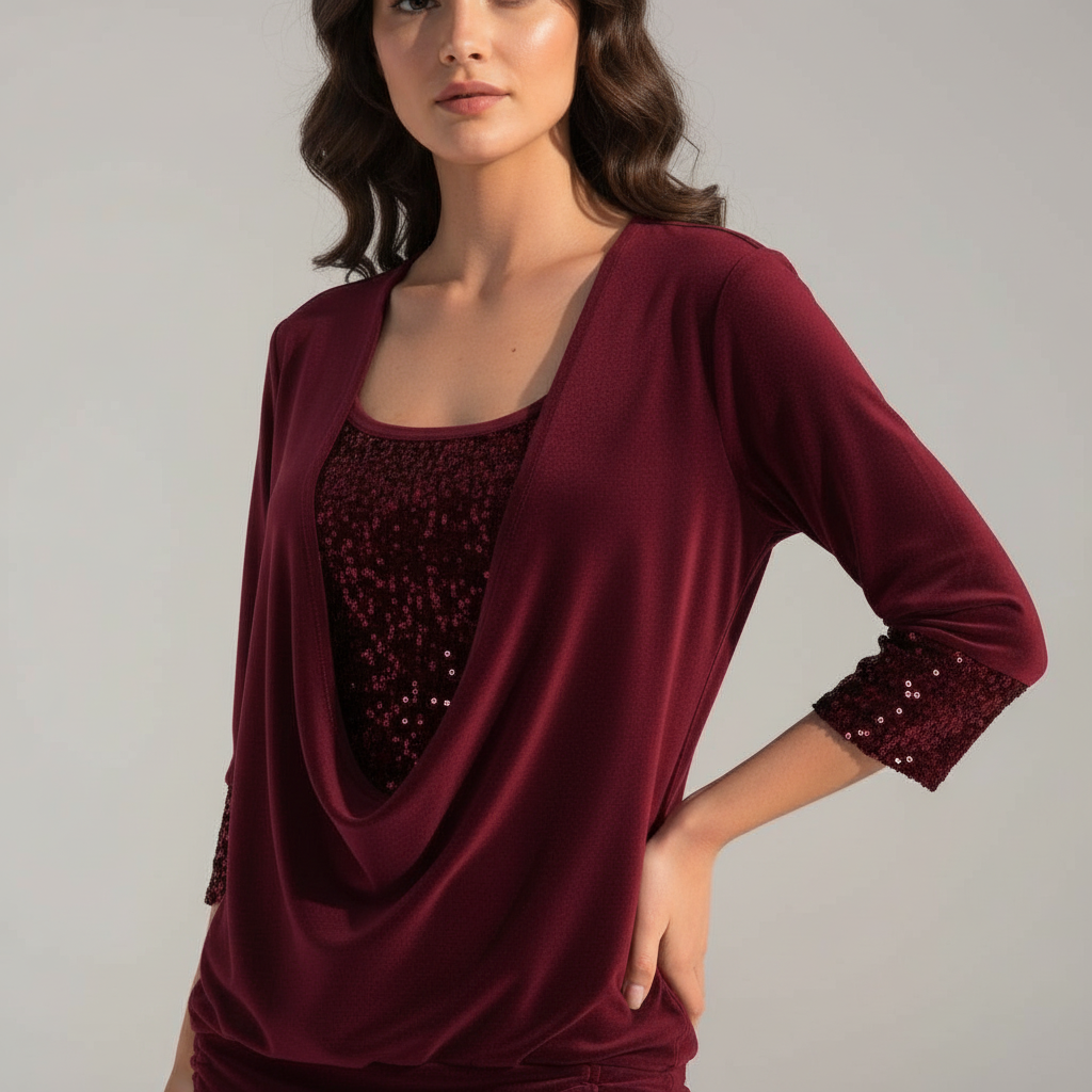Stylish women's party wear blouse with reflective sequin details