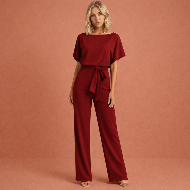 Back view of the fashionable two-piece women's casual outfit