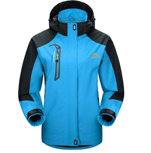 Women's blue 3-in-1 winter coat with zipper pockets