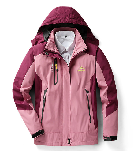 Women's pink and dark pink 3-in-1 winter jacket