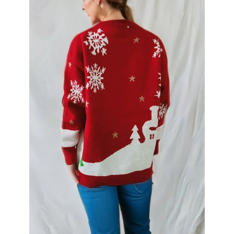 Womens festive gingerbread man holiday long sleeve sweater close up