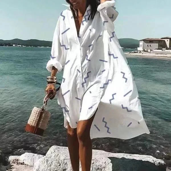 Full length shot of womens summer fashion beach cover up shirt dress