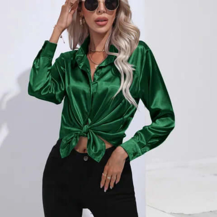 Professional office wear satin blouse paired for a modern outfit