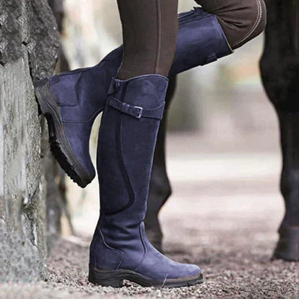 Women's Nova Waterproof Riding Boots side profile showing tall shaft and durable sole
