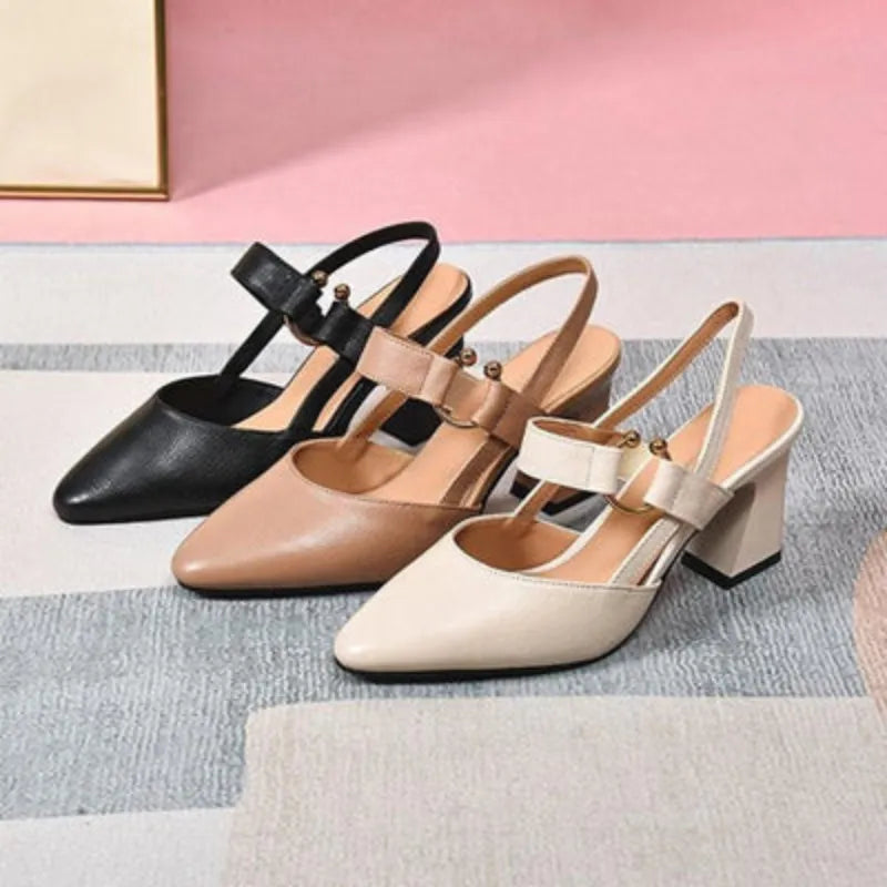 Comfortable women's orthopedic supportive high heels with stylish block heel design