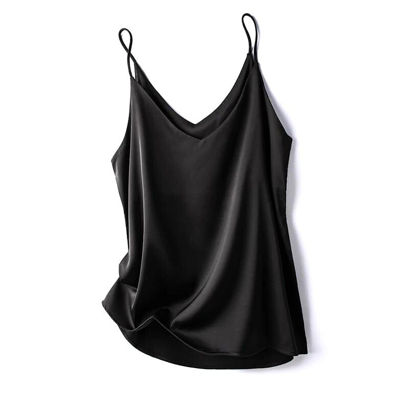 Close-up of the smooth fabric on the elegant women's layering cami