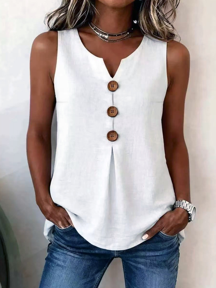 Women's V-Neck Pleated Tank Top in casual summer wear style