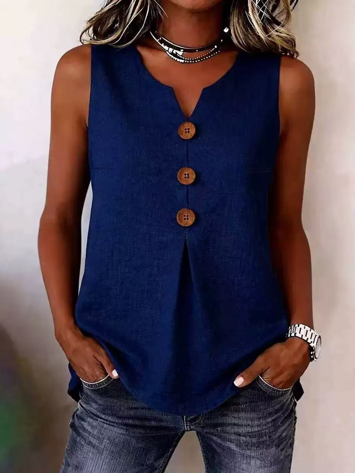 Back view of the casual summer fashion sleeveless shirt for women