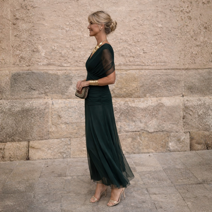 Chic women's A-line cocktail and wedding guest dress styled for events