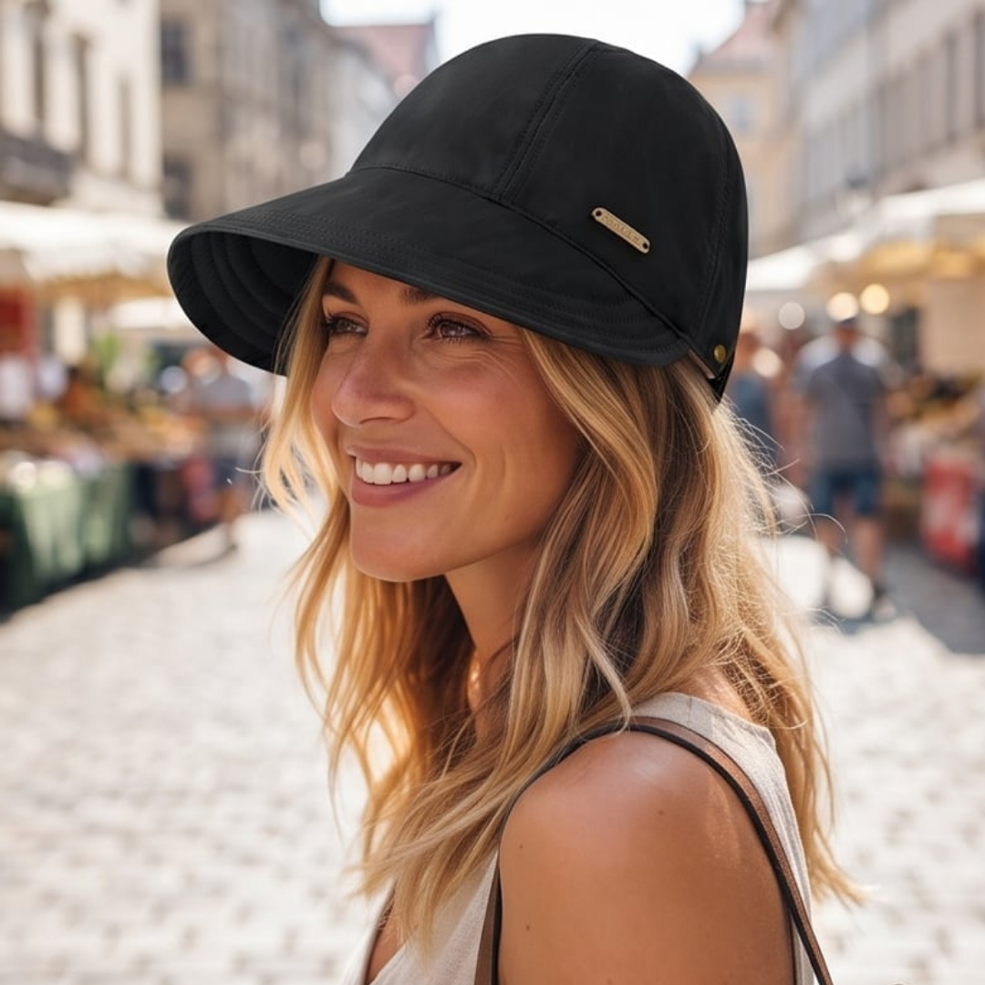 Stylish women's sun hat featuring a wide brim for optimal outdoor sun defense
