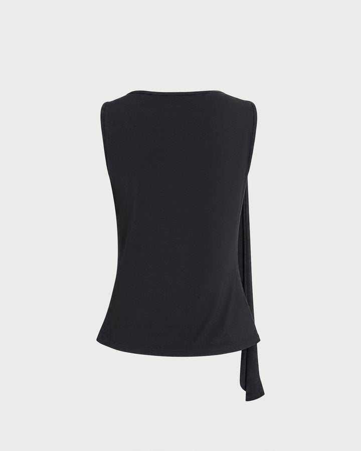 Womens casual knitwear sleeveless wrap top in classic black