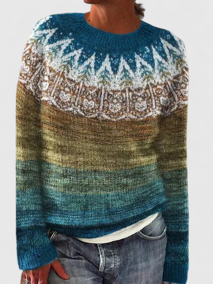 Womens sweater folded neatly to display quality knit pullover material