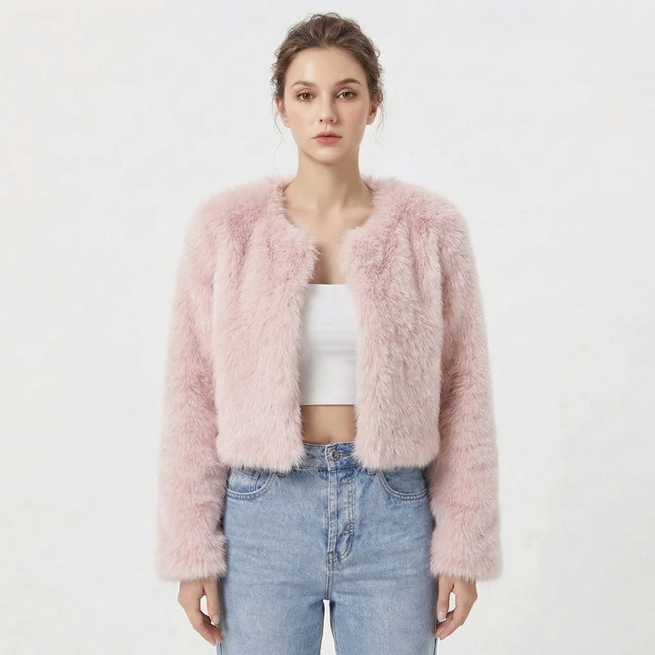 Smart casual cropped fluffy jacket for women's fashion