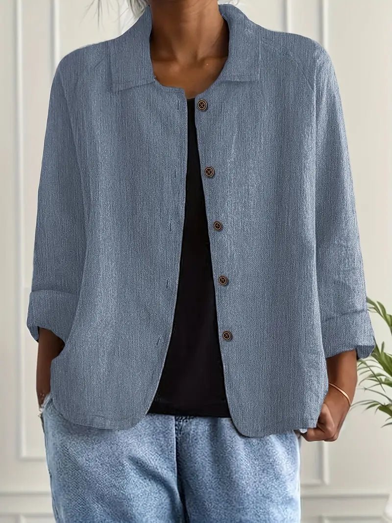 Women's lightweight button front casual jacket in a relaxed everyday style
