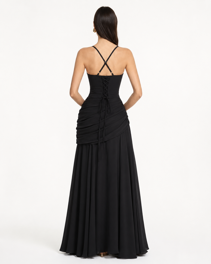 Versatile formal maxi dress showcasing a stylish side drape