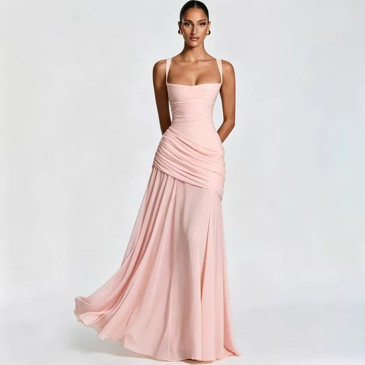 Side drape party dress ideal for wedding guests and formal events