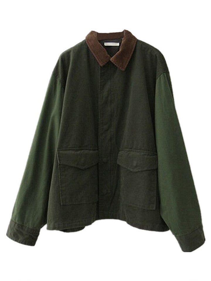 Trendy army green oversized jacket for women, casual outerwear fall fashion front view
