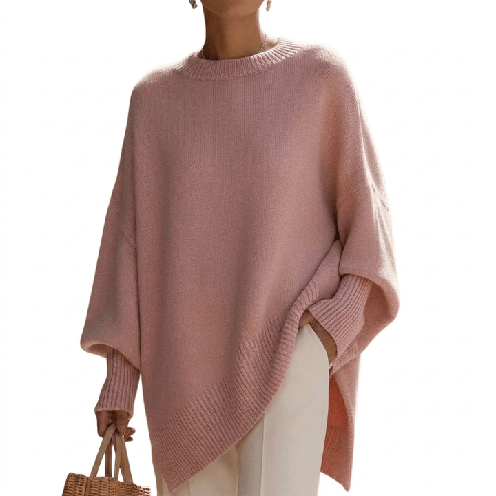 Women's oversized knit pullover sweater in cozy winter fashion style