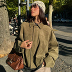Brielleva | Women’s Cropped Zip Up Bomber Jacket