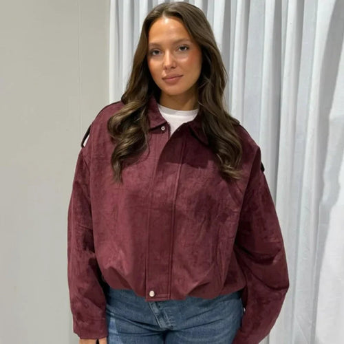 Brielleva | Women’s Cropped Zip Up Bomber Jacket