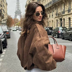 Brielleva | Women’s Cropped Zip Up Bomber Jacket