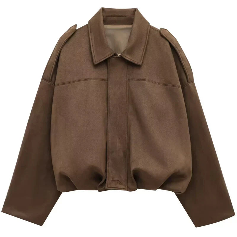 Brielleva | Women’s Cropped Zip Up Bomber Jacket