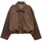 Brielleva | Women’s Cropped Zip Up Bomber Jacket