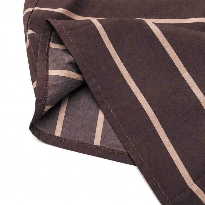 Flat lay of women's striped square neck long dress outfit