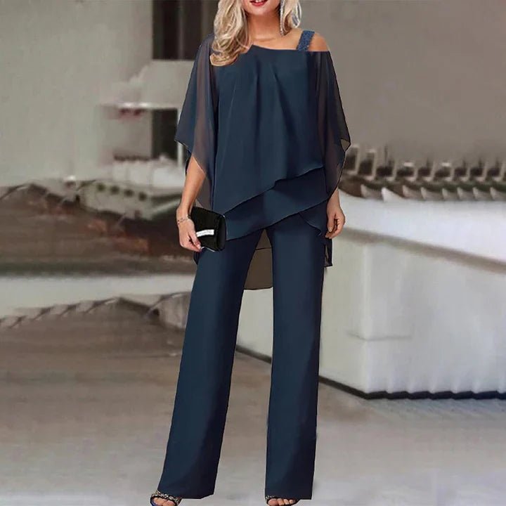 Womens fashion co-ord set showcasing trendy layered top and comfortable trousers