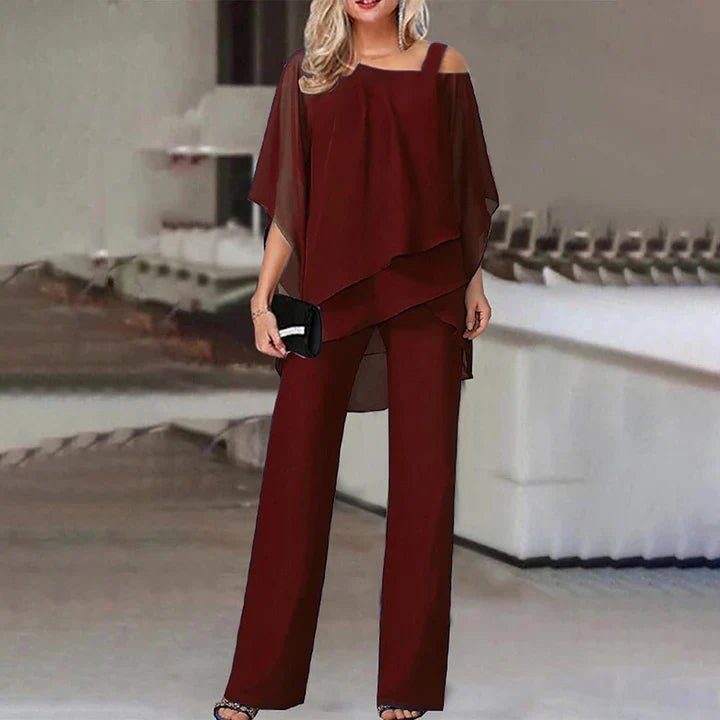 Elegant women's two-piece co-ord set with a stylish layered design and relaxed fit