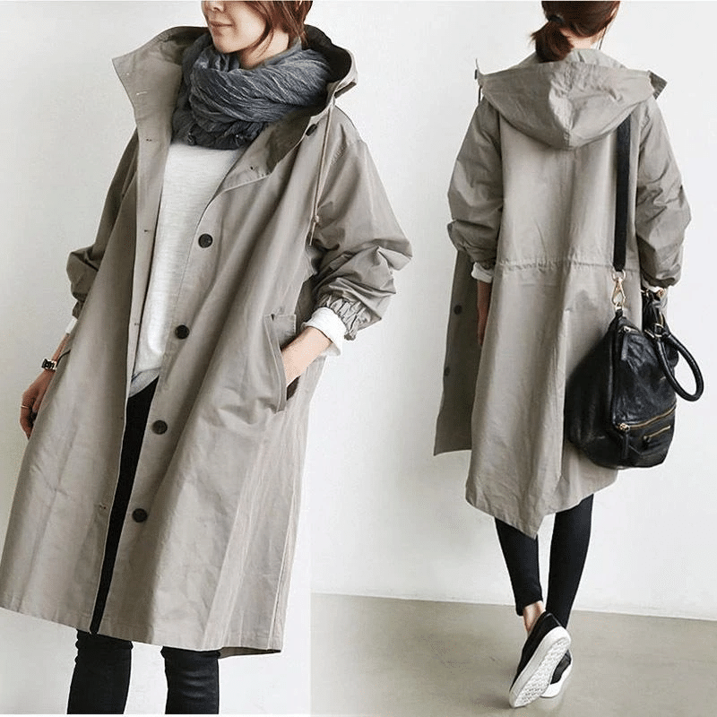 Back and side view of the grey Aurora windbreaker jacket