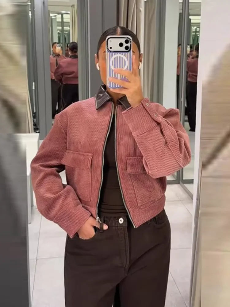 Sansa | Women’s Cropped Zip Up Bomber Jacket