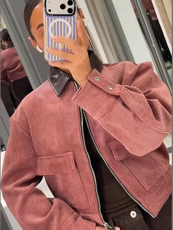 Sansa | Women’s Cropped Zip Up Bomber Jacket