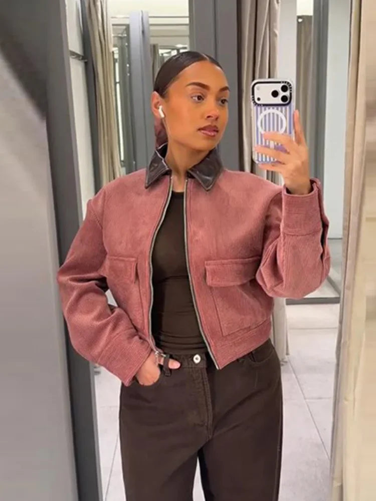 Sansa | Women’s Cropped Zip Up Bomber Jacket
