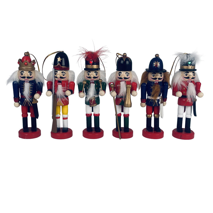 Traditional wooden nutcracker figurines for seasonal home decorations