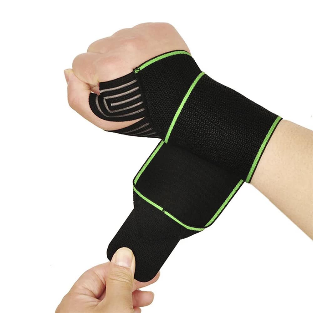 Close-up view of the secure compression wrap applied around the hand