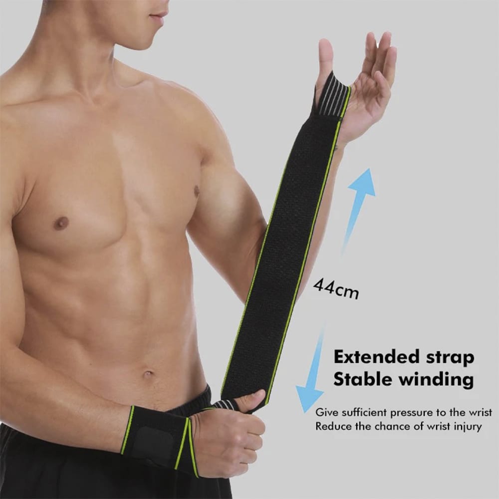 Close-up of hand support joint protection wrap demonstrating flexible strap and thumb stabilization.