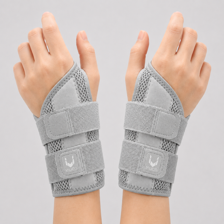 Adjustable wrist wrap and hand brace providing joint care and stability during fitness activities