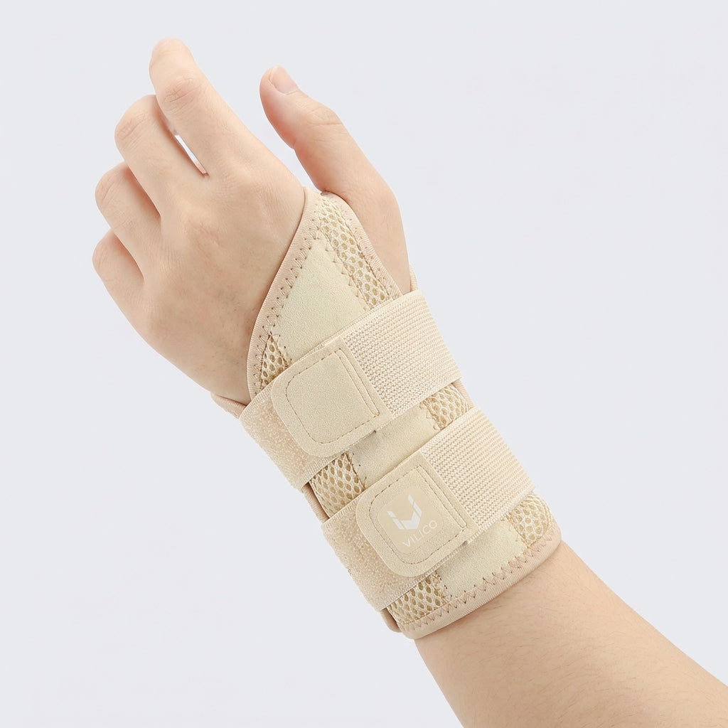 Ergonomic compression wrist support brace worn on hand for arthritis and joint care