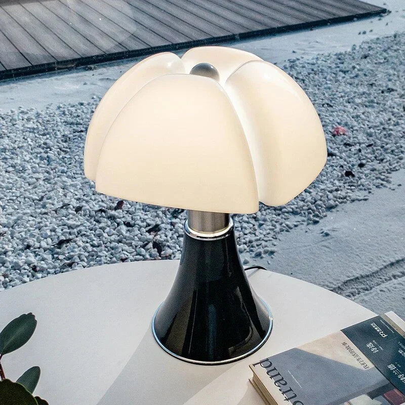 Close-up view of the elegant flower lamp petals and ambient illumination