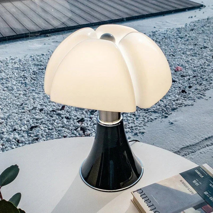 Close-up view of the elegant flower lamp petals and ambient illumination