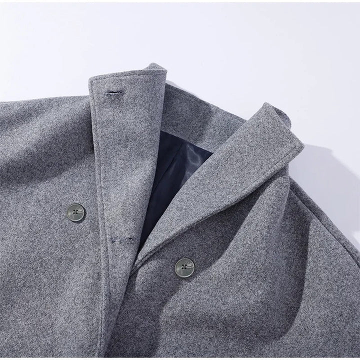Back view of black short jacket with tailored winter fit