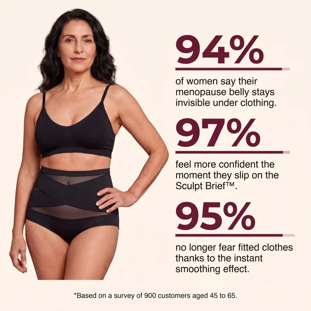 Detailed view of seamless high-waist sculpting brief fabric and elastic waistband